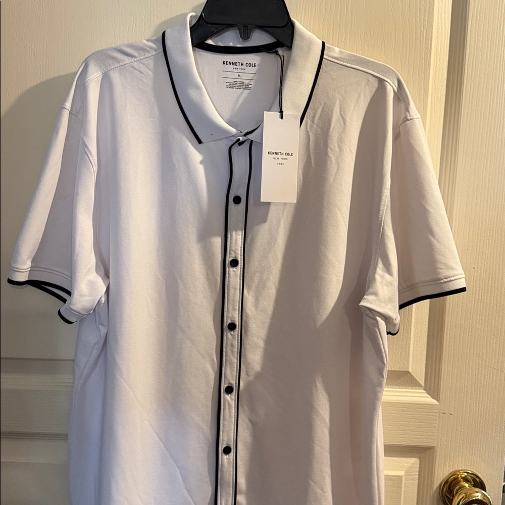 Kenneth Cole White Shirt with Black Accents